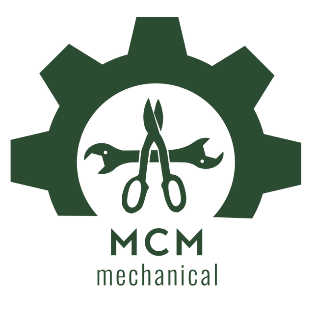 MCM Mechanical logo of a gear sprocket and two HVAC tools